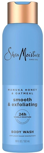 SheaMoisture Manuka Honey Oatmeal Body Wash, 18 oz, Smooth & Exfoliating
