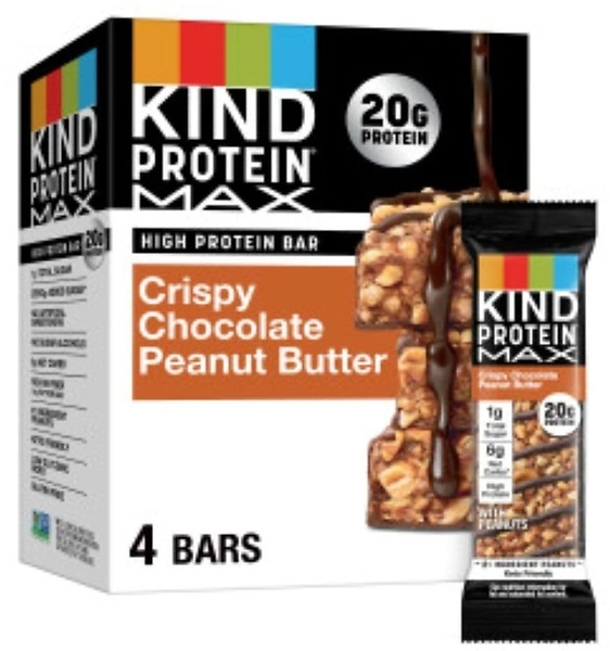 KIND Protein MAX Crispy Chocolate Peanut Butter Bars, 20g Protein, 4 Count