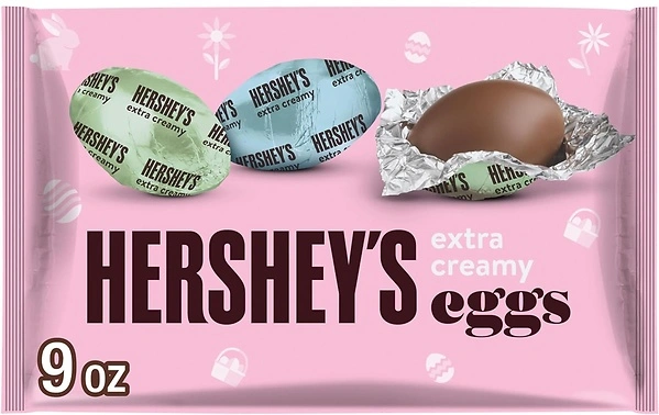HERSHEY'S Extra Creamy Milk Chocolate Eggs, Easter Candy Bag, 9 oz