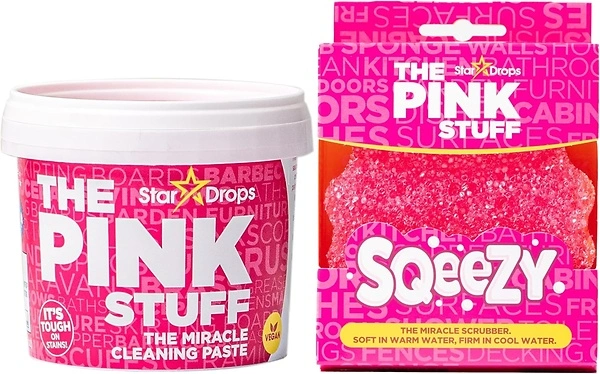 Stardrops The Pink Stuff Miracle Cleaning Paste & Squeezy Scrubber Sponge Bundle