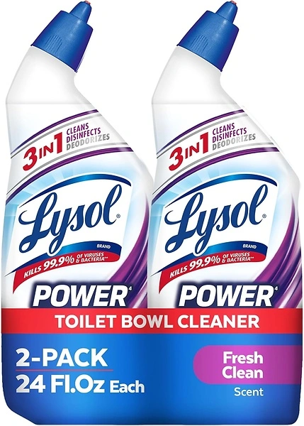 Lysol Power + Odor Fighting Toilet Bowl Cleaner Gel, 24oz, 2 Pack