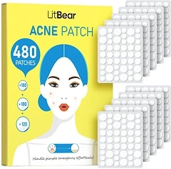 LitBear Pimple Patch Bulk, 480 Patches, 3 Size Hydrocolloid Acne Patches