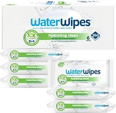 WaterWipes Hydrating Clean Baby Wipes, 99% Water, Aloe Vera, 360 Count (6 Packs)