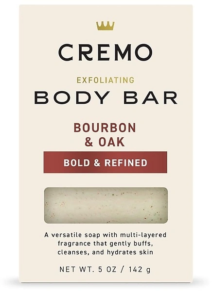 Cremo Exfoliating Body Bar for Men, Bourbon & Oak Scent, 5oz