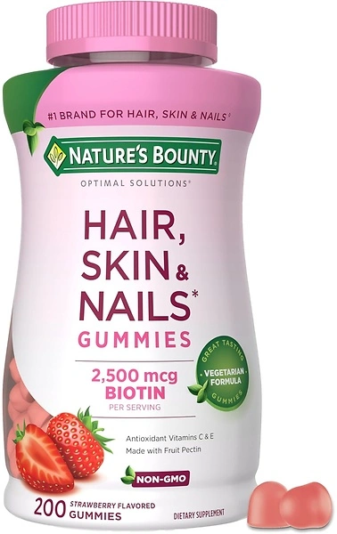 Nature's Bounty Hair, Skin and Nails Gummies, 2500 mcg Biotin, 200 Count