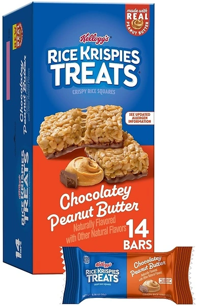 Rice Krispies Treats Crispy Rice Squares, Chocolatey Peanut Butter, 14 Count
