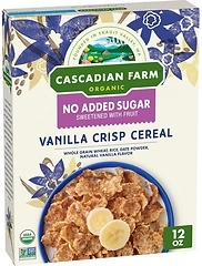Cascadian Farm Organic Vanilla Crisp Cereal, No Added Sugar, 12 oz