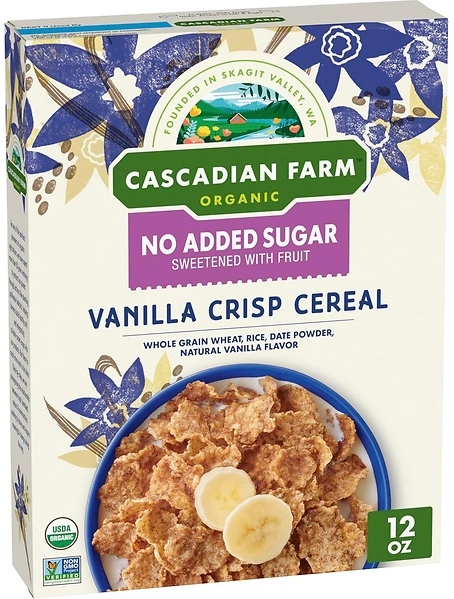 Cascadian Farm Organic Vanilla Crisp Cereal, No Added Sugar, 12 oz
