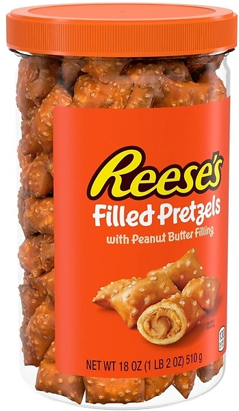 Reese's Filled Pretzels, Peanut Butter Pretzel Nuggets, 18oz Jar