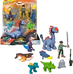 Fisher-Price Imaginext Jurassic World Action Figure Set with 1 Human, 5 Dinosaurs