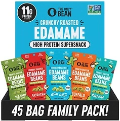 The Only Bean High Protein Snacks, Edamame Beans, Variety Pack, 0.9oz, 45 Count
