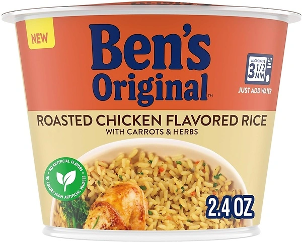 BEN'S ORIGINAL Roasted Chicken Flavored Rice Single Serve Cup, 2.4 oz, 8 Count