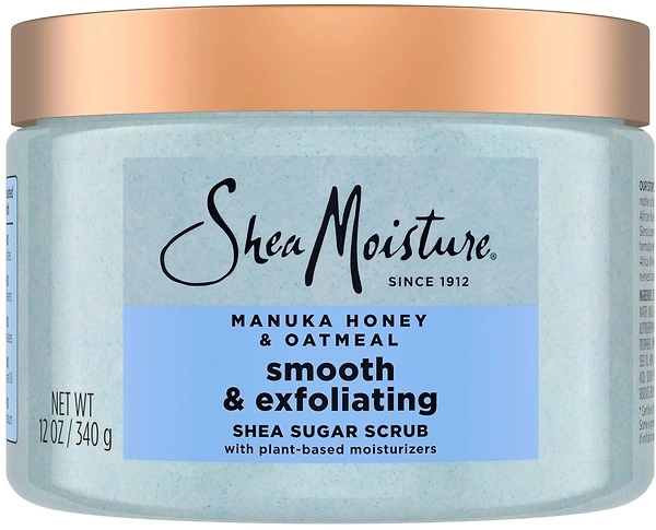 SheaMoisture Shea Sugar Body Scrub Manuka Honey Oatmeal, 12 oz, Smooth & Exfoliating