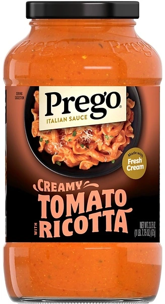 Prego Creamy Tomato Pasta Sauce With Ricotta Cheese, 23.75 oz Jar
