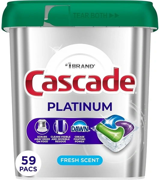 Cascade Platinum Dishwasher Pods, Fresh, Dishwasher Detergent, 59 Count