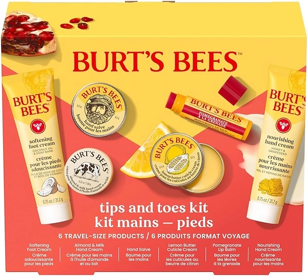 Burt's Bees Tips and Toes Kit, 6 Travel Size Products, Christmas Gifts