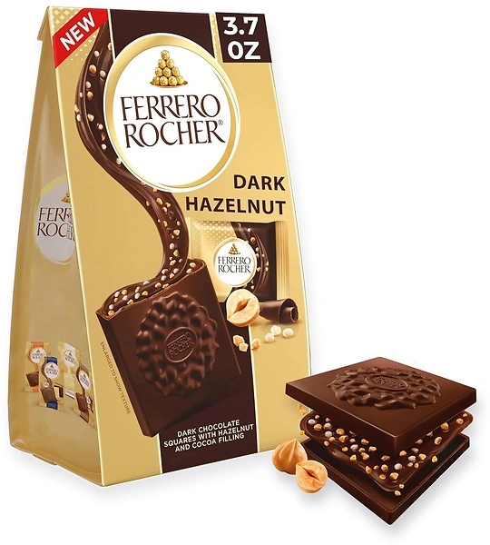 Ferrero Rocher Premium Dark Hazelnut Chocolate Squares, 3.7 oz, Individually Wrapped