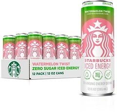 Starbucks Iced Energy Drink, Watermelon Splash, Zero Sugar, 12 Fl Oz Cans, 12 Pack