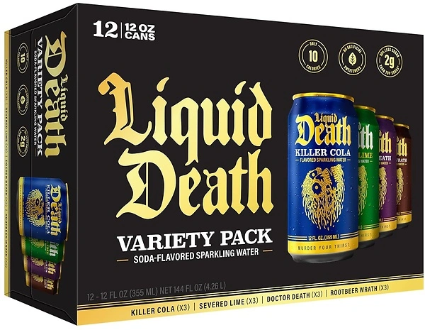 Liquid Death Soda-Flavored Sparkling Water, Classic Variety, 12 Fl Oz, 12 Pack