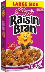Kellogg's Raisin Bran Breakfast Cereal, High Fiber, 28g Whole Grain, 20.9 oz