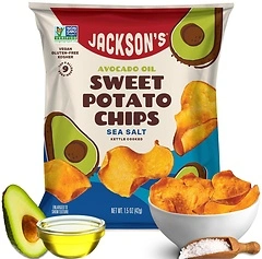 Jackson's Sweet Potato Kettle Chips with Sea Salt, 1.5 Ounce, Pack of 28