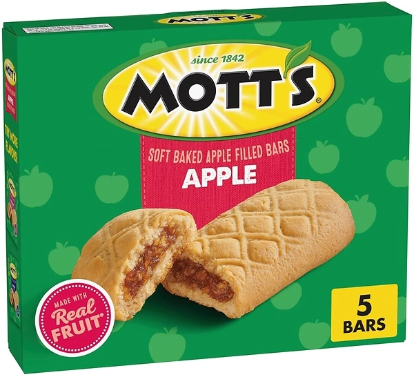 Mott's Soft Baked Apple Filled Bars, Apple Flavor Snacks, 5 Ct, 6.55 oz