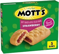 Mott's Soft Baked Apple Filled Bars, Strawberry Flavor Snacks, 5 Ct, 6.55 oz