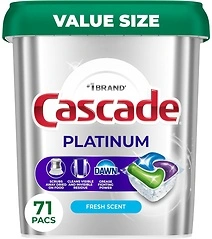 Cascade Platinum Dishwasher Pods, Detergent Soap, Fresh, 71 Count