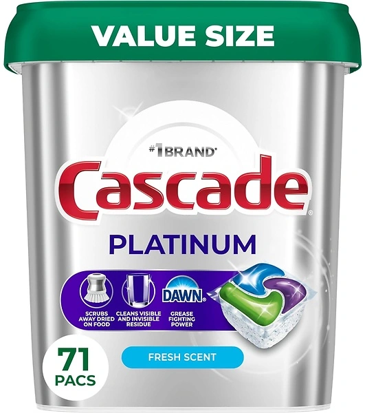 Cascade Platinum Dishwasher Pods, Detergent Soap, Fresh, 71 Count