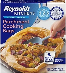 Reynolds Kitchens Parchment Cooking Bags, Family Size, Non-Stick, 5 Pack