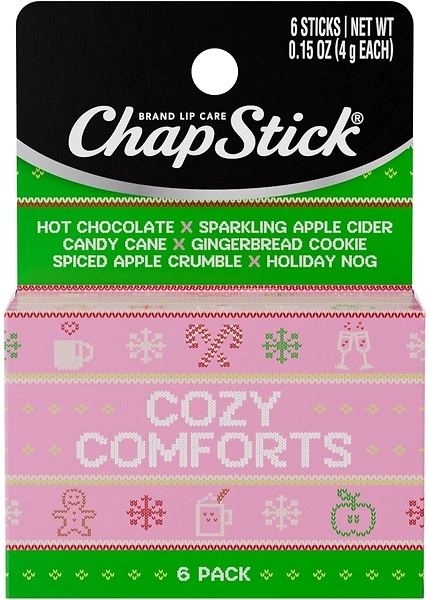 ChapStick Cozy Comforts Lip Balm Holiday Gift Set, 6 Pack Variety, 0.15 OZ EA