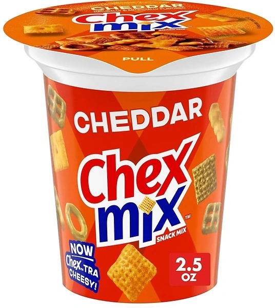 Chex Mix Cheddar Flavored Snack Mix, Snack Cup, 2.5 oz