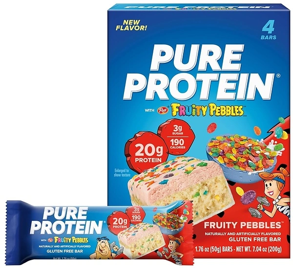 Pure Protein Fruity PEBBLES Protein Bars – 20g Protein, 4 Count