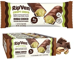 Rip Van Dubai Chocolate Bar, Crispy Choco, Healthy Snack, 12 Pack