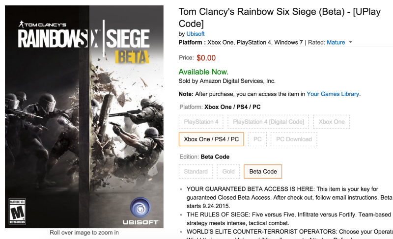 Rainbow Six Siege [Xbox/PC/PS4] Online 